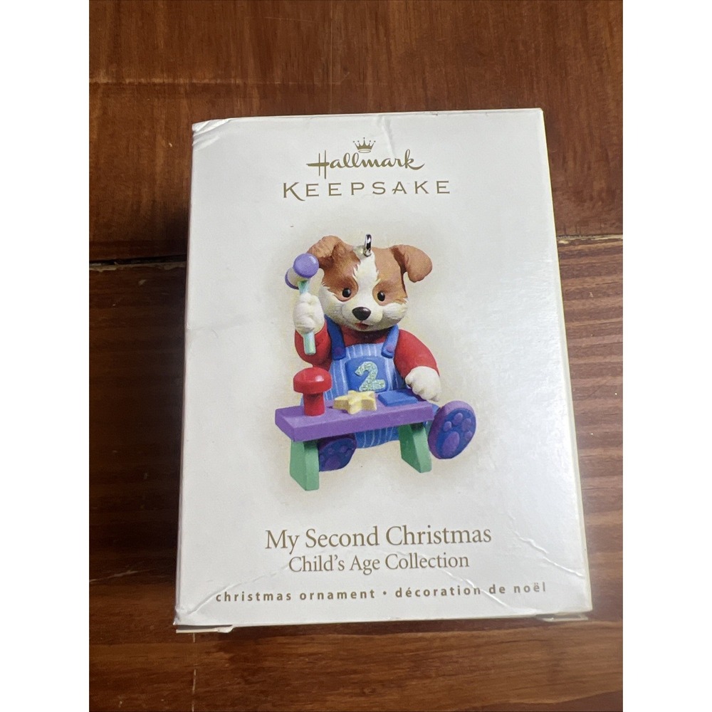 HALLMARK KEEPSAKE MY SECOND CHRISTMAS CHILD'S AGE‎ COLLECTION ORNAMENT PUPPY BOX